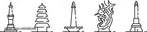 Fotografía Indonesia City Landmark Vector Illustration Set