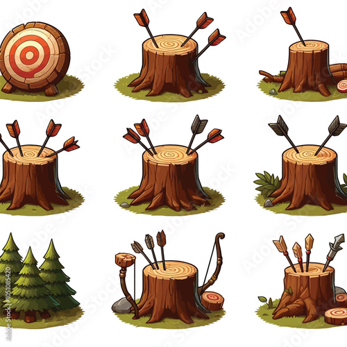 Stump Target set vector illustration