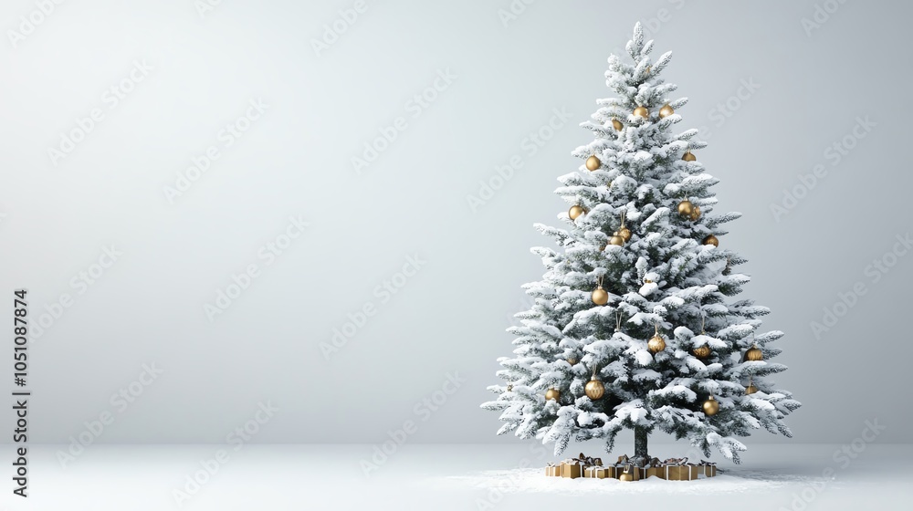 Christmas tree with snow, white isolated background Christmas tree with snow, white isolated background