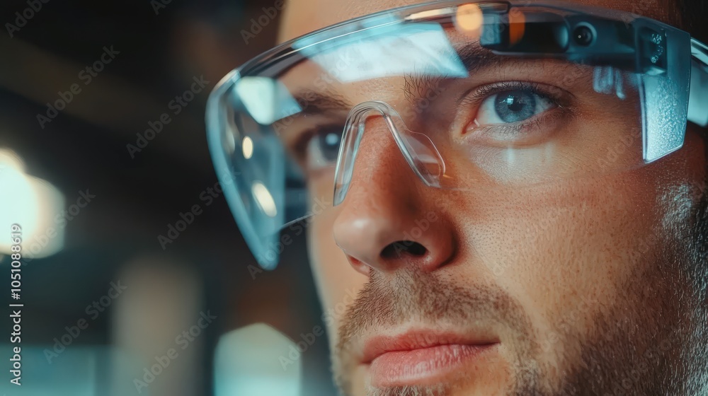 A man wearing glasses is looking at a screen A man wearing glasses is looking at a screen