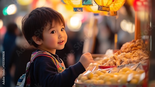 Curious Child at a Street Food Stall