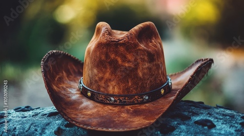 Cowboy hat. Western theme background photo