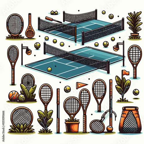 Tennis Net set vector illustration
