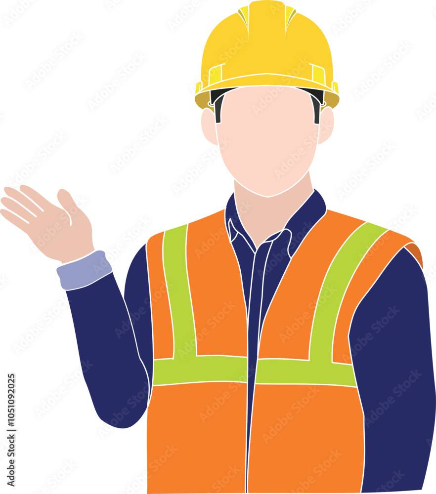 Young man construction worker wearing yellow hard hat and safety vest ...