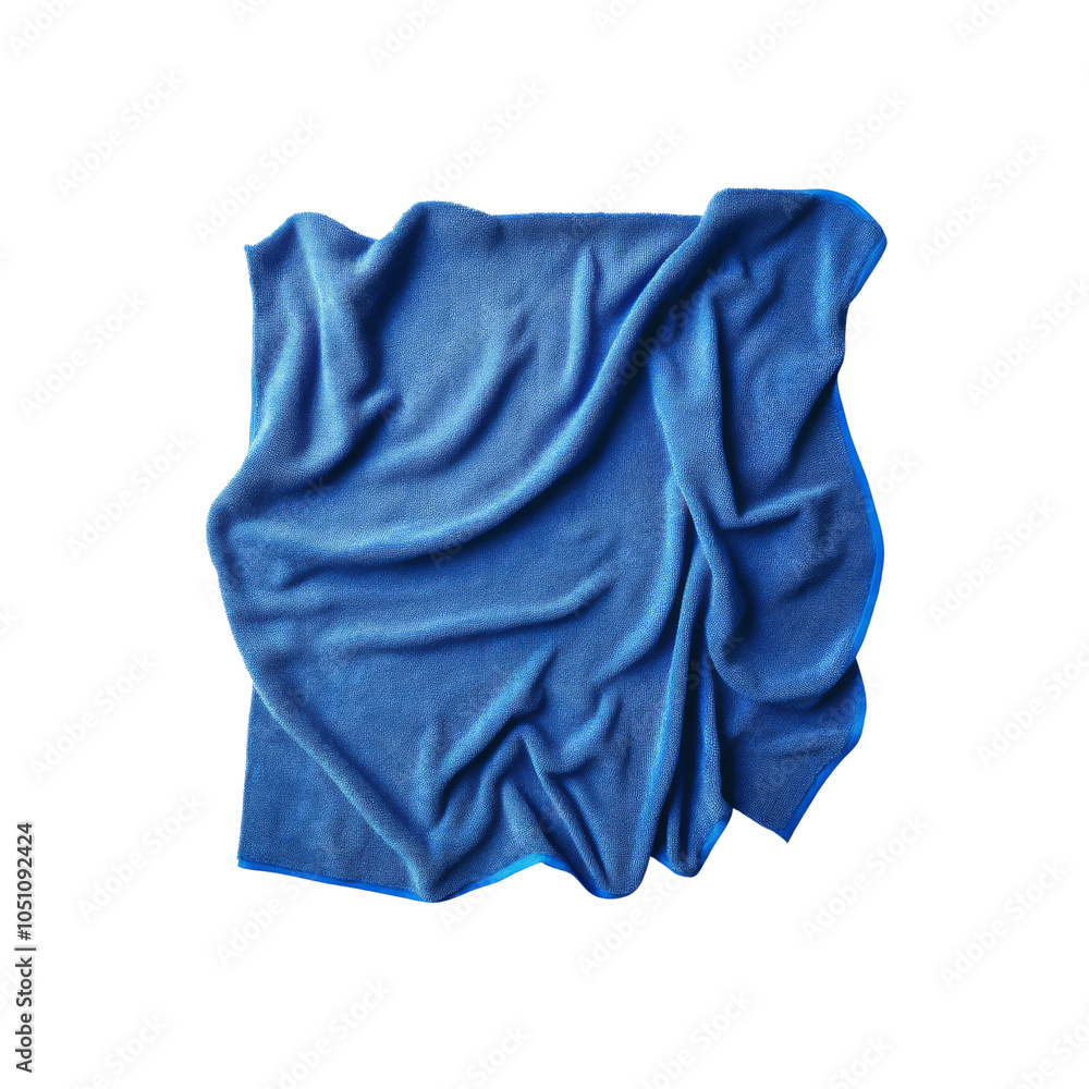 Blue Microfiber Cloth on Green Background. Blue Microfiber Cloth on Green Background.