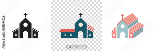 Church icon set. Church icon set. Religion architecture building silhouette on transparent background. Christianity logo and Church silhouettes collection. Vector illustration