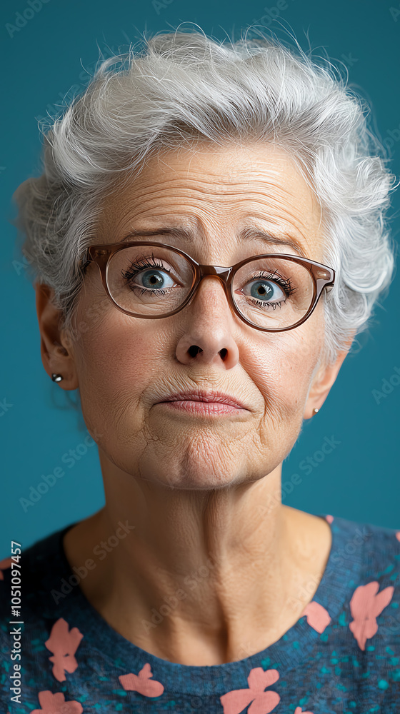 Captivating portrait of an elderly woman expressing a range of emotions with a unique style and distinctive features Captivating portrait of an elderly woman expressing a range of emotions with a unique style and distinctive features