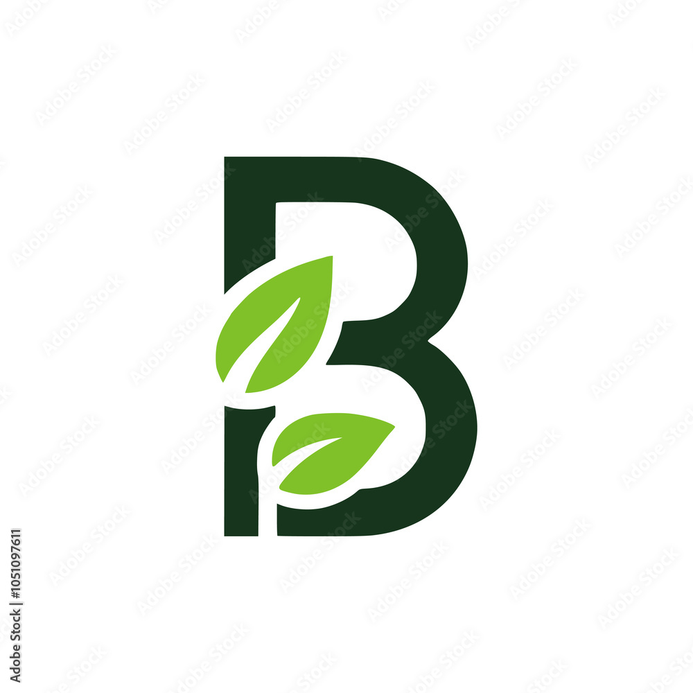 letter B with leaf nature logo vector illustration template design letter B with leaf nature logo vector illustration template design