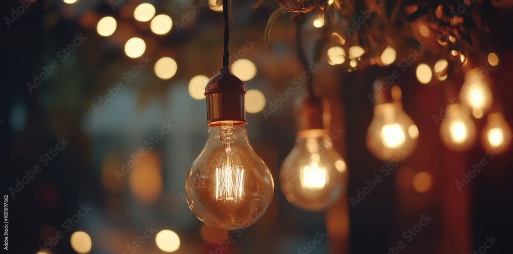 custom made wallpaper toronto digitalA vintage light bulb hangs in a dimly lit room. With a blurred background