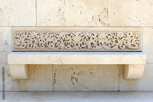 An elegant wall adorned with a series of Islamic inspired art pieces, including patterns and calligraphy with copy space. Bright, even lighting.