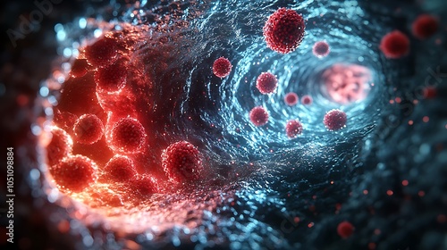 3D Illustration of Thrombus Formation in Blood Vessel