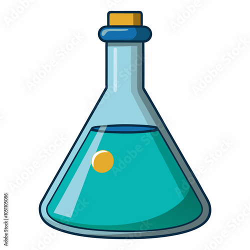 laboratory flask with a liquid