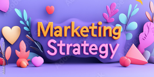 Colorful Classy Illustration of the Word 'Marketing Strategy' with Creative Typography and Vibrant Design Elements photo