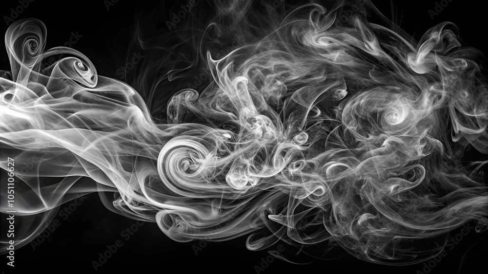 Fototapeta premium A symphony of swirling smoke against a dark backdrop, capturing the ethereal beauty of fleeting moments.