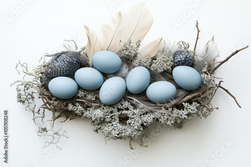 Pale blue bluebird eggs in a lichen nest: Witness the delicate beauty of nature's nurturing embrace