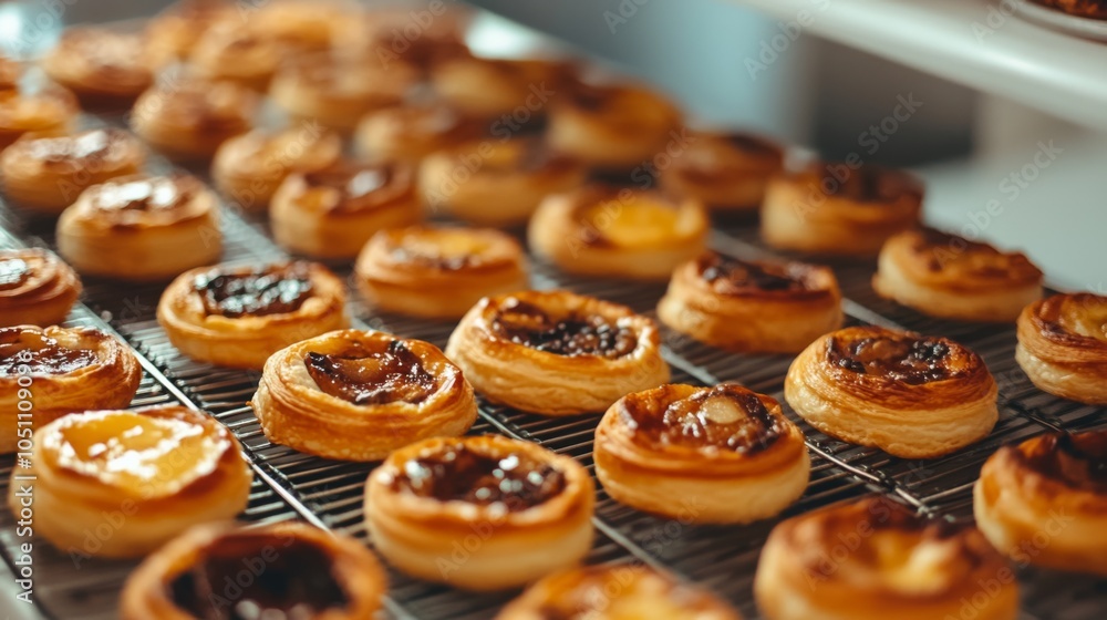 Freshly Baked Pastries on a Tray with Warm Lighting Freshly Baked Pastries on a Tray with Warm Lighting