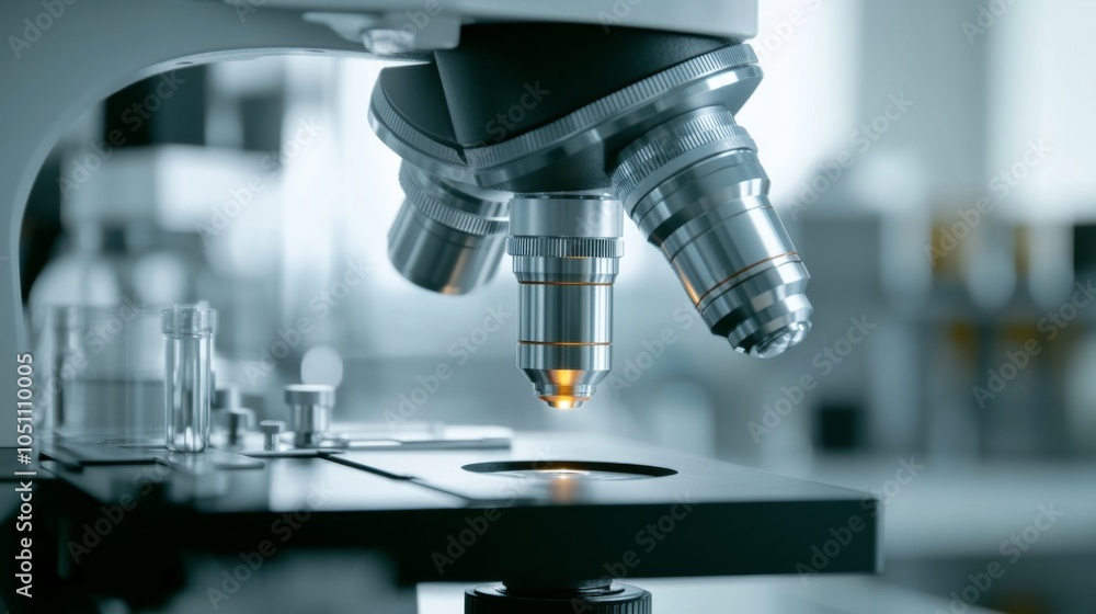Microscope Close-Up in Laboratory Setting Microscope Close-Up in Laboratory Setting