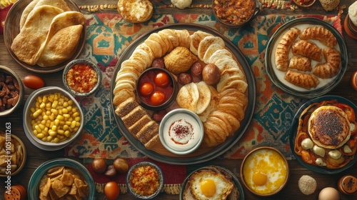 Wallpaper Mural Eastern Breakfast with Fresh Ingredients in Artistic Arrangement Torontodigital.ca