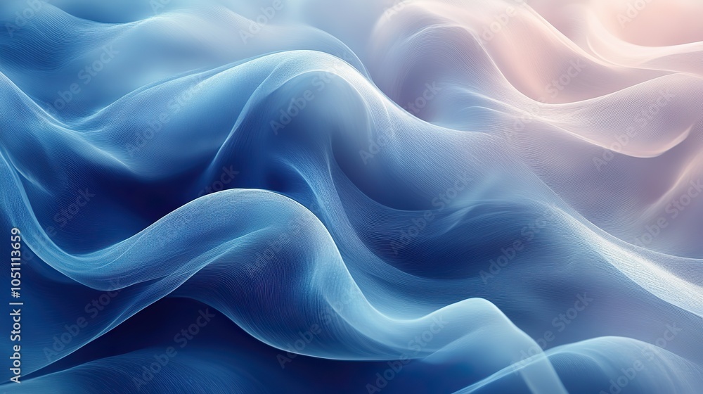 Fototapeta premium blue and white abstract background with copy space, featuring light gradient and curved lines for modern stock photo