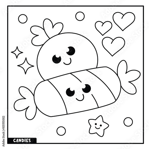 Christmas candies coloring page for kids