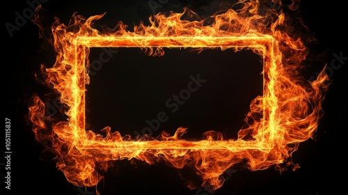Burning rectangular fire frame generative ai