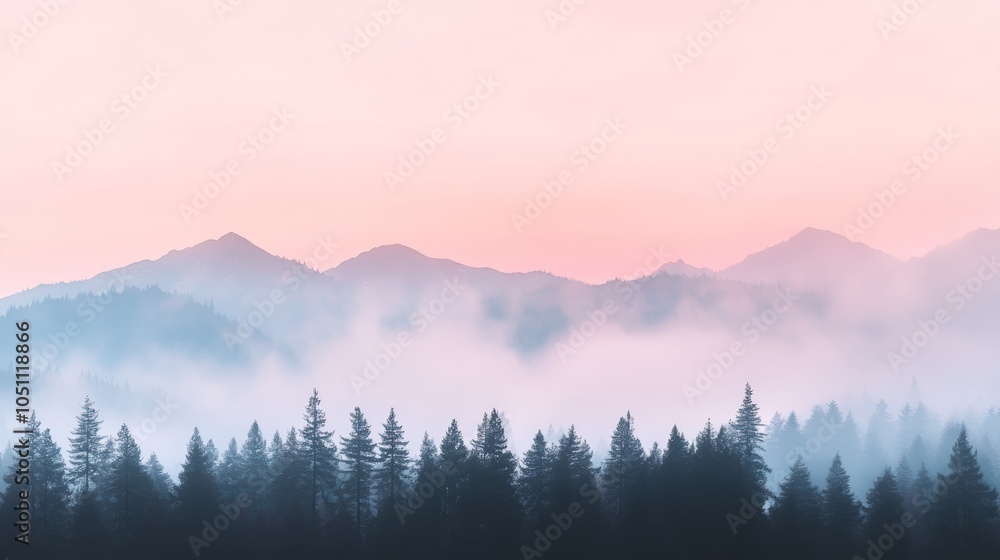 Obraz premium Serene pink sky, a captivating display of pastel hues at dawn