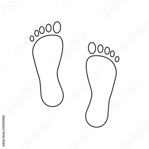 Human footprints icon. Bare feet outline. Simple foot shape. Vector footprint symbol.