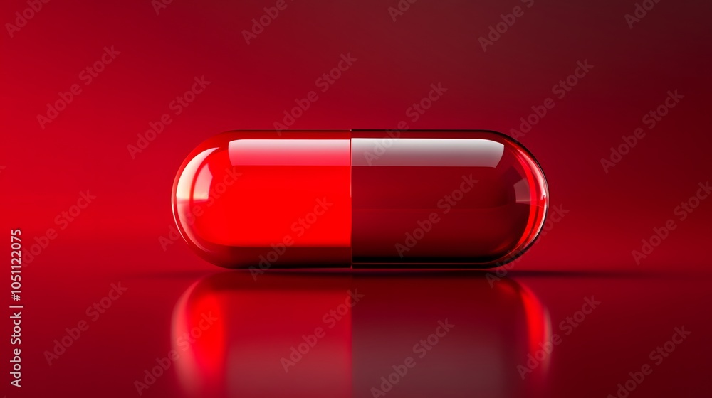Red capsule on a red background