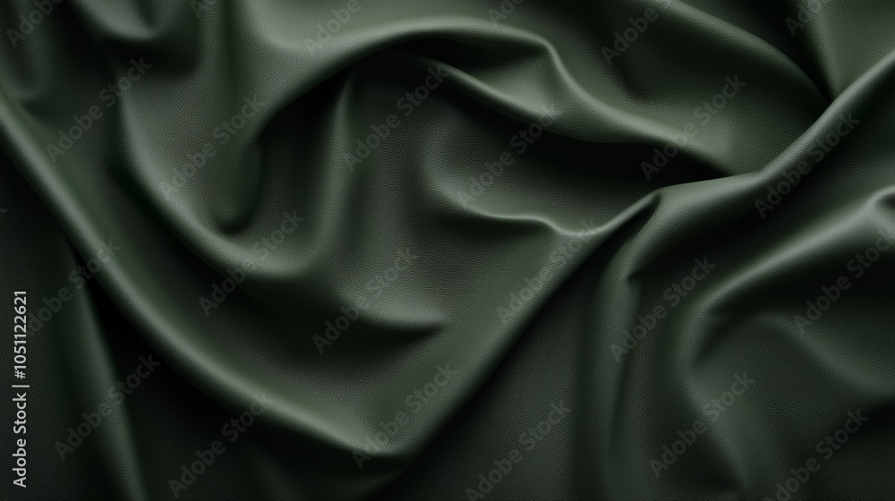 Obraz premium Luxurious deep green silk fabric, smooth texture and vibrant color for exquisite designs