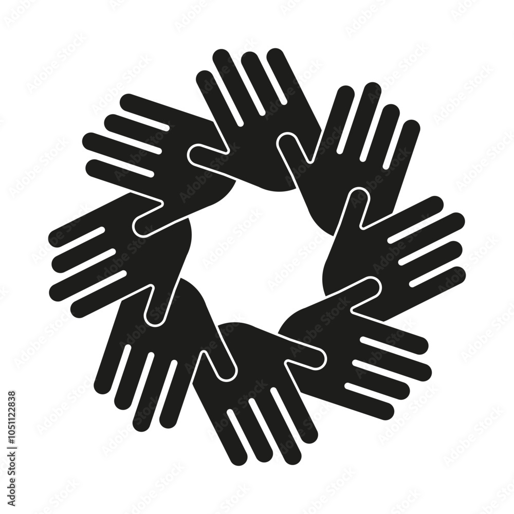 Obraz premium Hands circle icon. Unity symbol. Cooperation graphic. Vector teamwork.