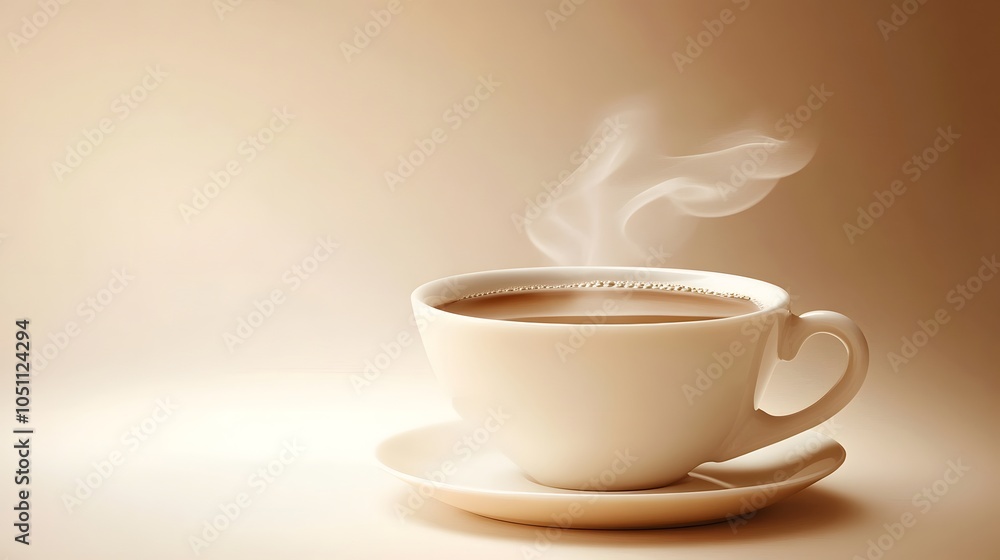 Steaming coffee cup on a light background Steaming coffee cup on a light background
