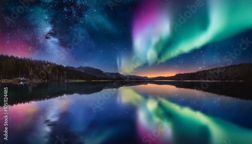 オーロラが出た海辺