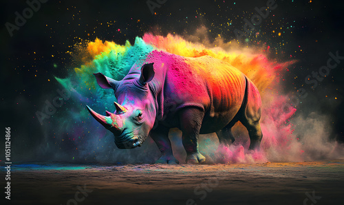 Fantasy and beautiful rhino explosion special effects, rhino, beautiful rhino, mobile wallpaper, computer wallpaper, background photo