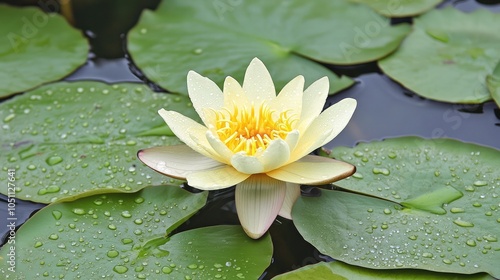 Tranquil Water Lily on Serene Pond Surface