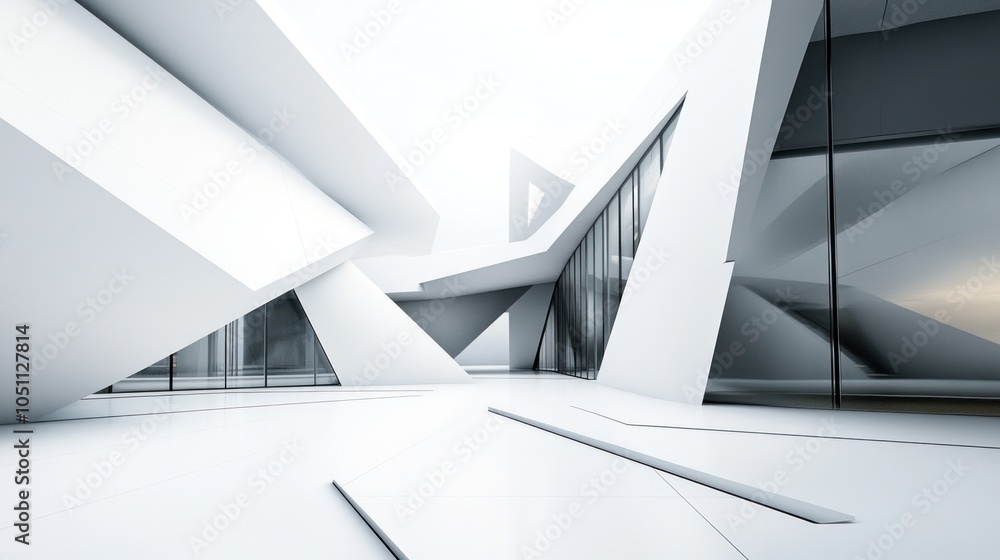Obraz premium Abstract contemporary open space architectural background, AI generated image