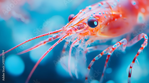 Collection of fresh raw seafood such as shrimp    photo