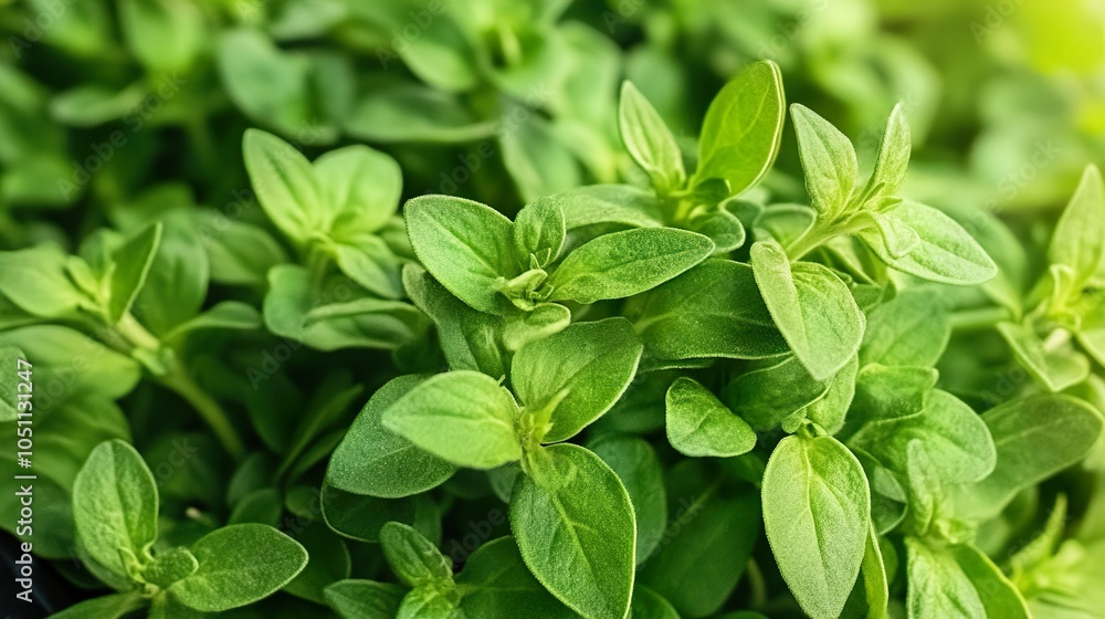 Close-Up of Lush Green Oregano Leaves - Fresh Herb Texture Close-Up of Lush Green Oregano Leaves - Fresh Herb Texture