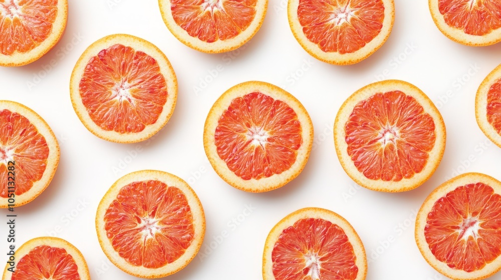 2410 16.A striking pattern of orange halves and slices, neatly arranged on a white background, with the juicy flesh and circular symmetry of each piece creating a fresh and energizing visual. 2410 16.A striking pattern of orange halves and slices, neatly arranged on a white background, with the juicy flesh and circular symmetry of each piece creating a fresh and energizing visual.