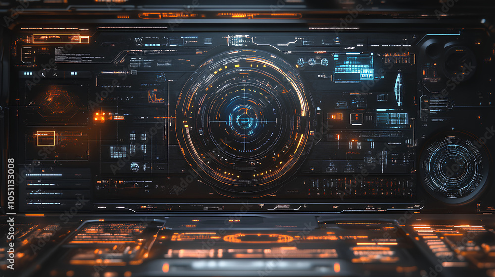 Obraz premium Futuristic interface with advanced network security protocols and digital protection 