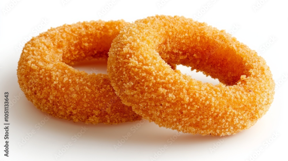 Rustic 3D Onion Rings on White Background Rustic 3D Onion Rings on White Background