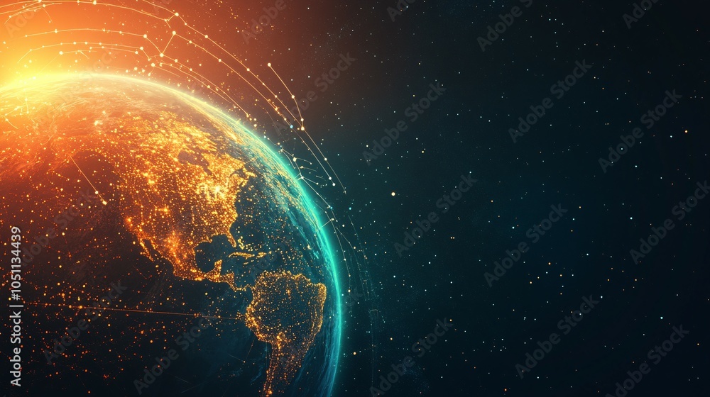 Obraz premium Earth's Network: A Digital Representation of Global Connectivity