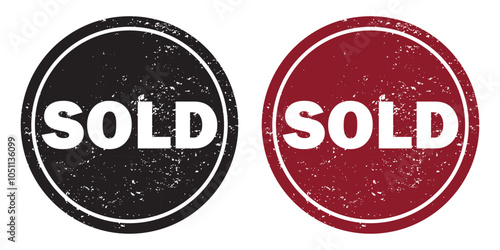 Sold stamp, badge, Sale and stickers icon set vector. Sold stamp on vintage grunge style. vector illustration.