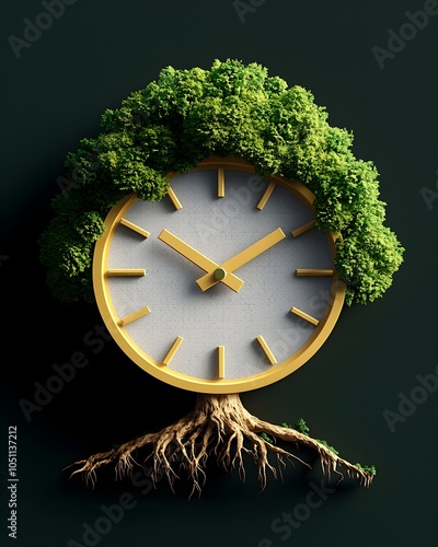 Innovative clock design merging nature and time photo