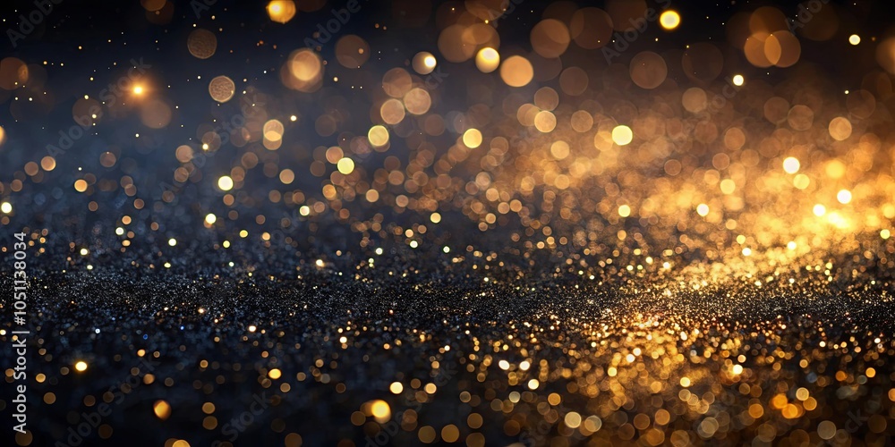A symphony of golden bokeh on a deep black canvas, reflecting the magic of sparkling light. A symphony of golden bokeh on a deep black canvas, reflecting the magic of sparkling light.