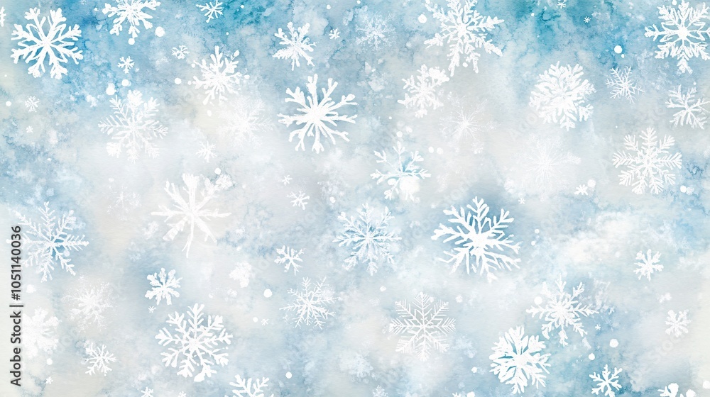 2410 98.A wintery watercolor background featuring soft, hand-painted snowflakes falling against a light blue and white wash. The delicate design evokes the quiet serenity of the holiday season, 2410 98.A wintery watercolor background featuring soft, hand-painted snowflakes falling against a light blue and white wash. The delicate design evokes the quiet serenity of the holiday season,