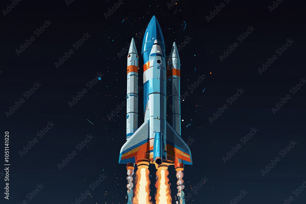 Naklejka premium Igniting Innovation Futuristic Rocket Launching into Space