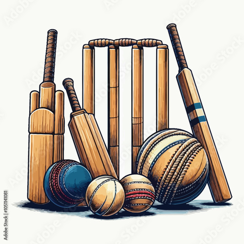 Wicket (Stumps and Bails) set vector illustration