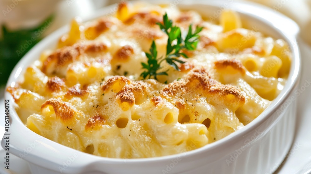 Elegant Mac and Cheese with Vibrant Colors on White Background Elegant Mac and Cheese with Vibrant Colors on White Background