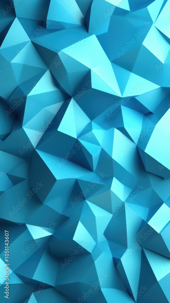 Obraz premium Textured blue geometric background with sharp angles and facets, creating dynamic and modern visual effect. Perfect for digital design and abstract art