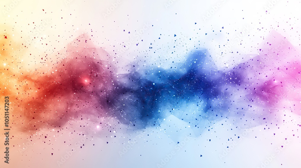 geometric pattern of blue and purple triangles, flying across white background for tech-inspired geometric pattern of blue and purple triangles, flying across white background for tech-inspired